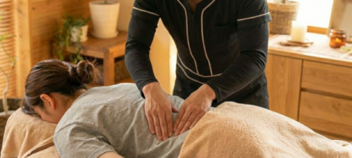 腱引き施術の様子